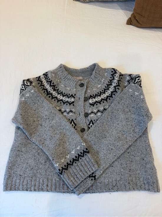 J. Crew Sweaters - J. Crew Gray Fair Isle Button Cardigan Sweater
